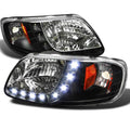 1997-2003 Ford F150 1pc LED Black Headlights W854236