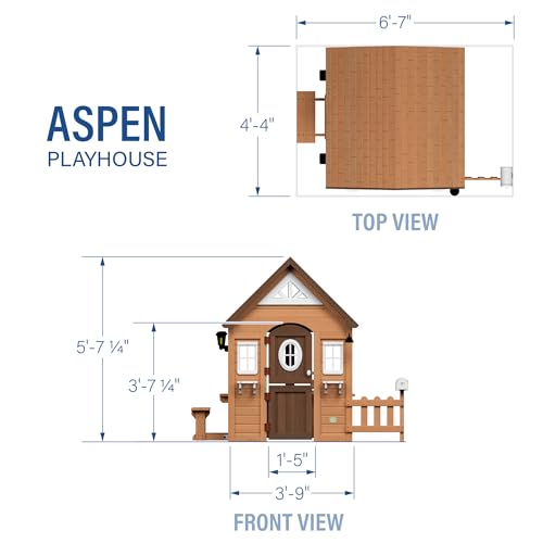 Cedar Wooden Kids Playhouse Cottage with Play Kitchen L135692