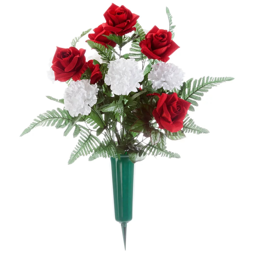Red Roses and White Carnation Memorial Bouquet D679036
