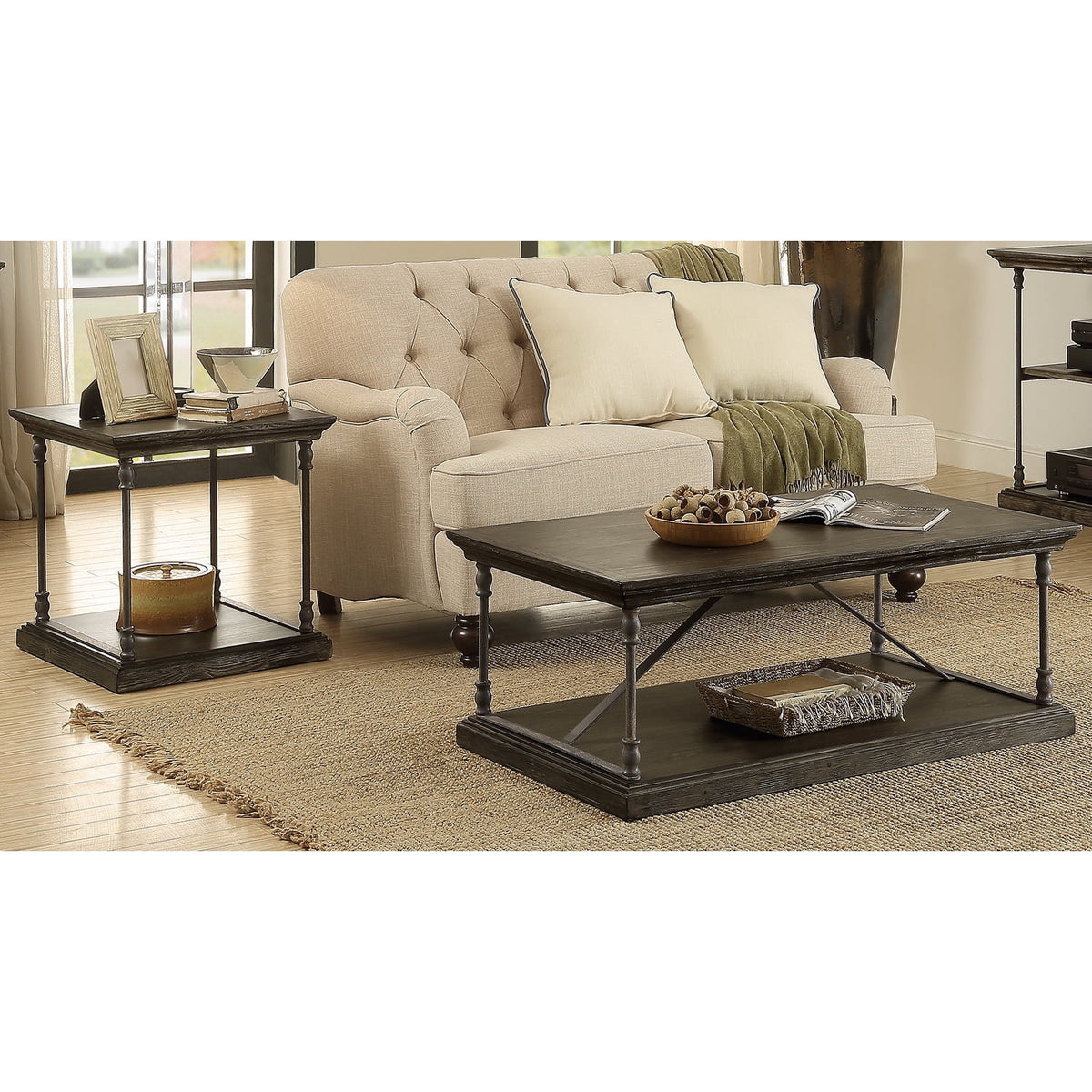 Medium Brown Cocktail Table with Slab Top and Base Q8792