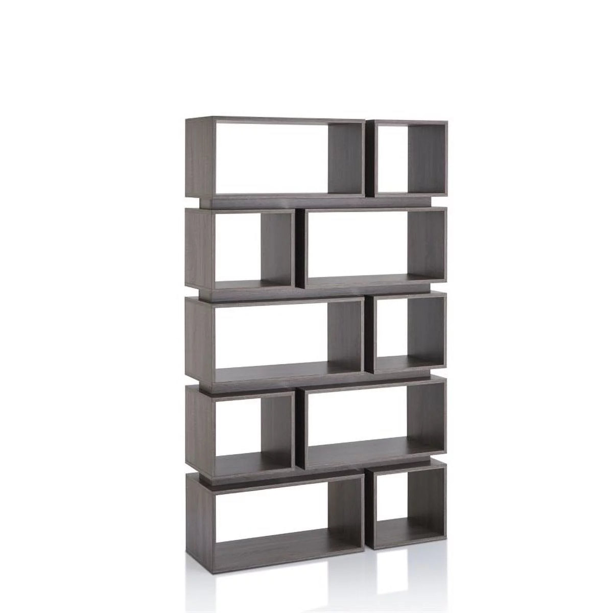 Distressed Gray Wood Geometric Bookcase H456343