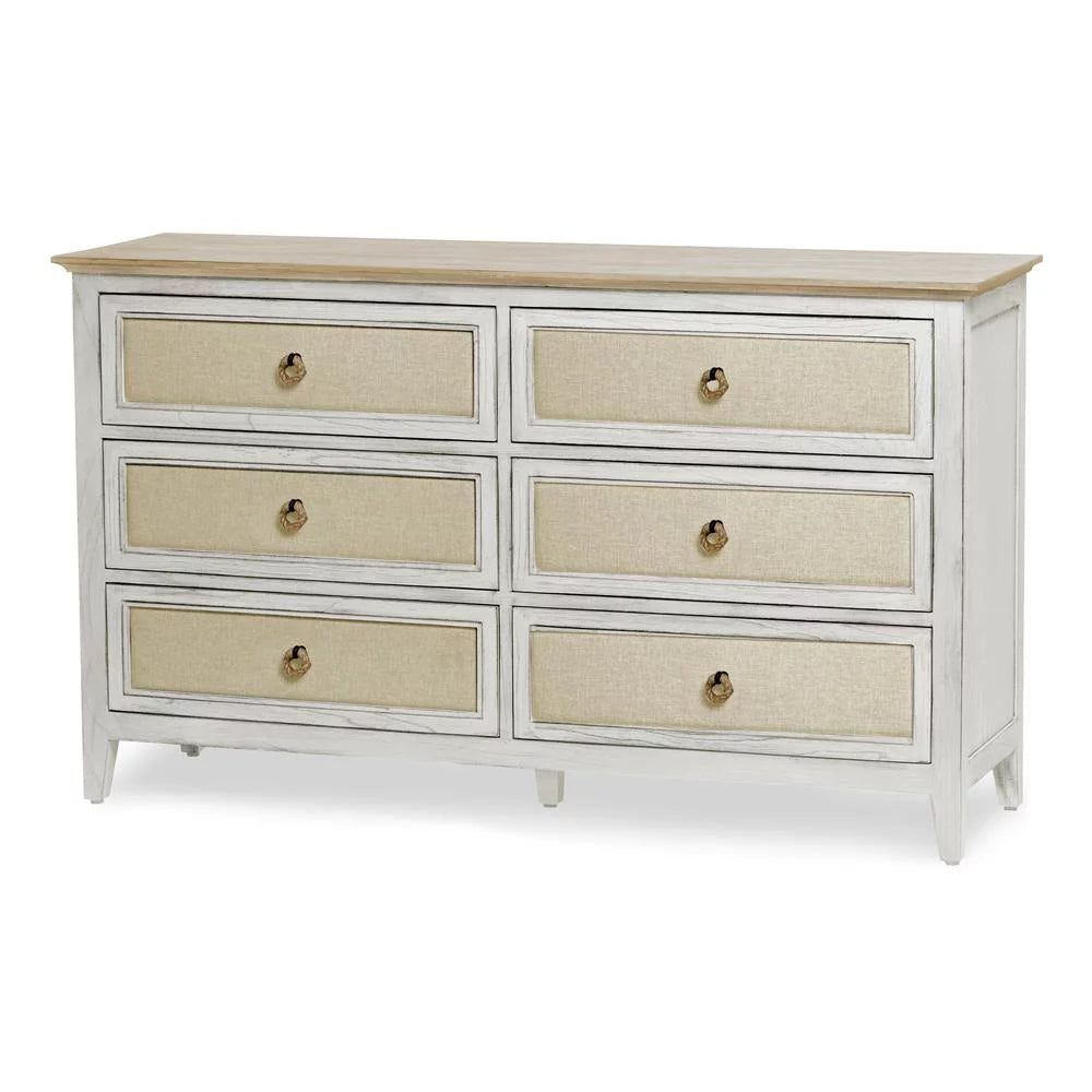 White 6-Drawer Wood Dresser C23244
