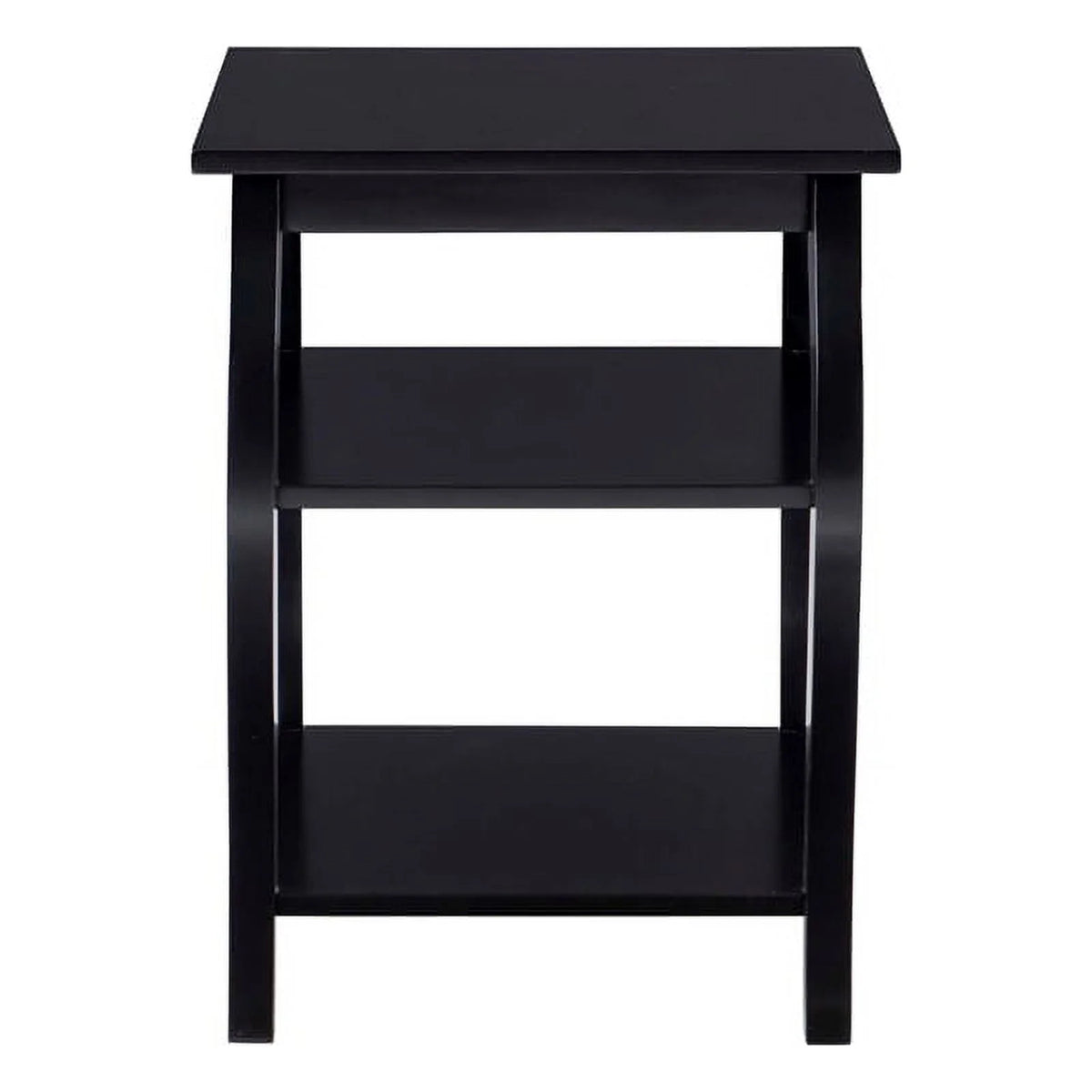 Black Wood Side Table with 2 Shelves S16119