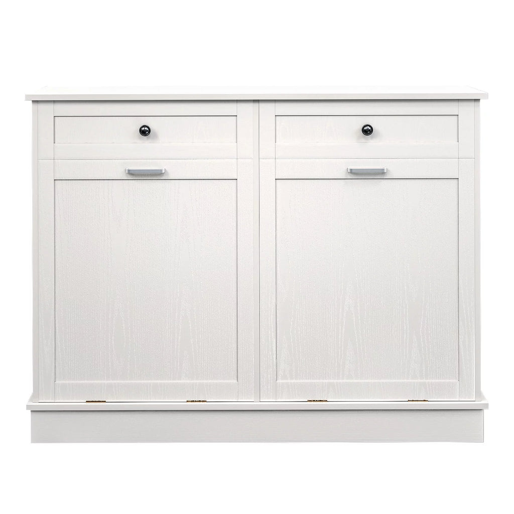White Free Standing Tilt Out Trash Cabinet with Drawer N66559