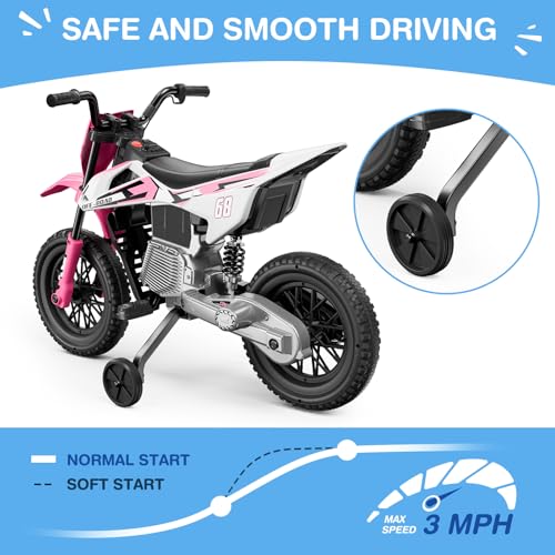 12V Kids Motorcycle with Training Wheels D191678