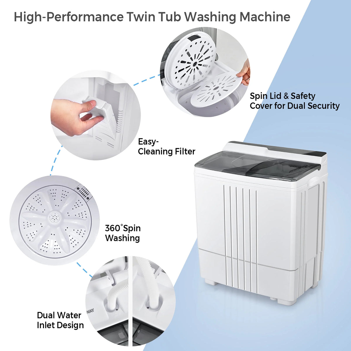 Portable Compact Mini Twin Tub Washing Machine P55588