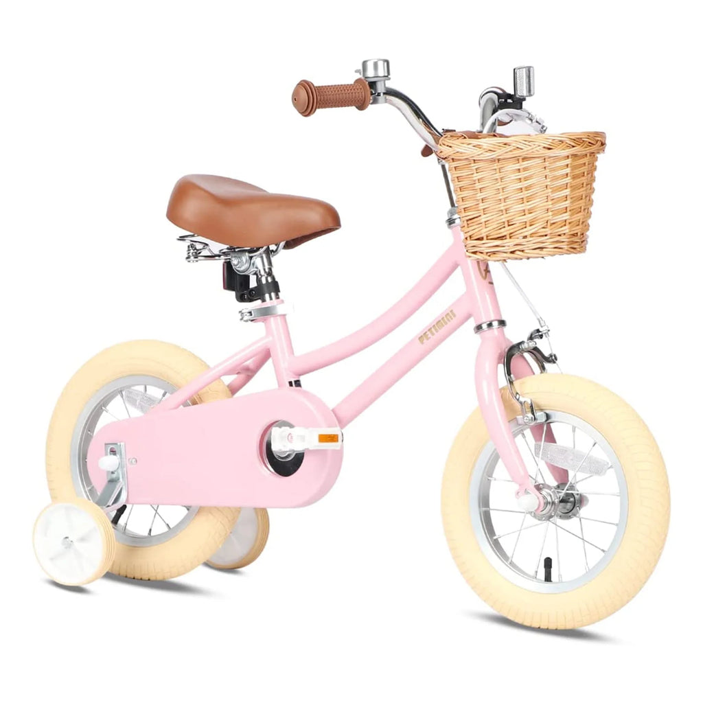 14 Inch Child Bicycle with Basket, Bell, and Training Wheels, Pink N34660