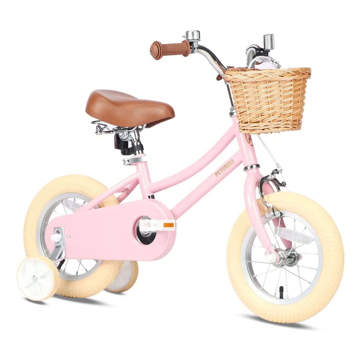 14 Inch Child Bicycle with Basket, Bell, and Training Wheels, Pink N34660