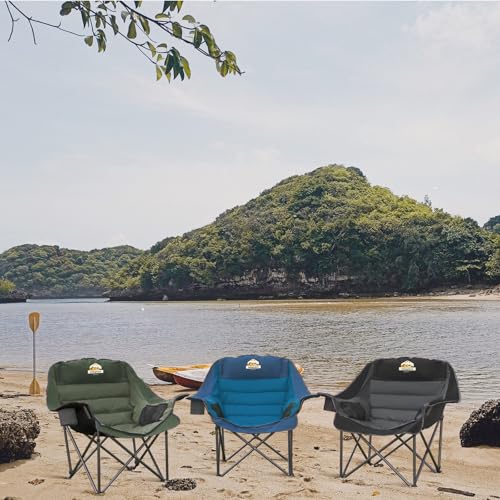 Oversized XL Padded Camping Chair Heavy Duty Portable Folding with Side Pocket Cup Holder O114
