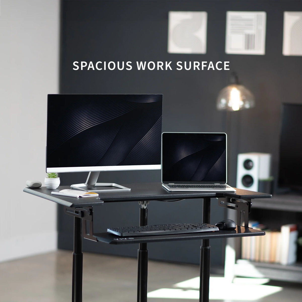 Height Adjustable Stand Up Desk Cart with Keyboard Tray S670