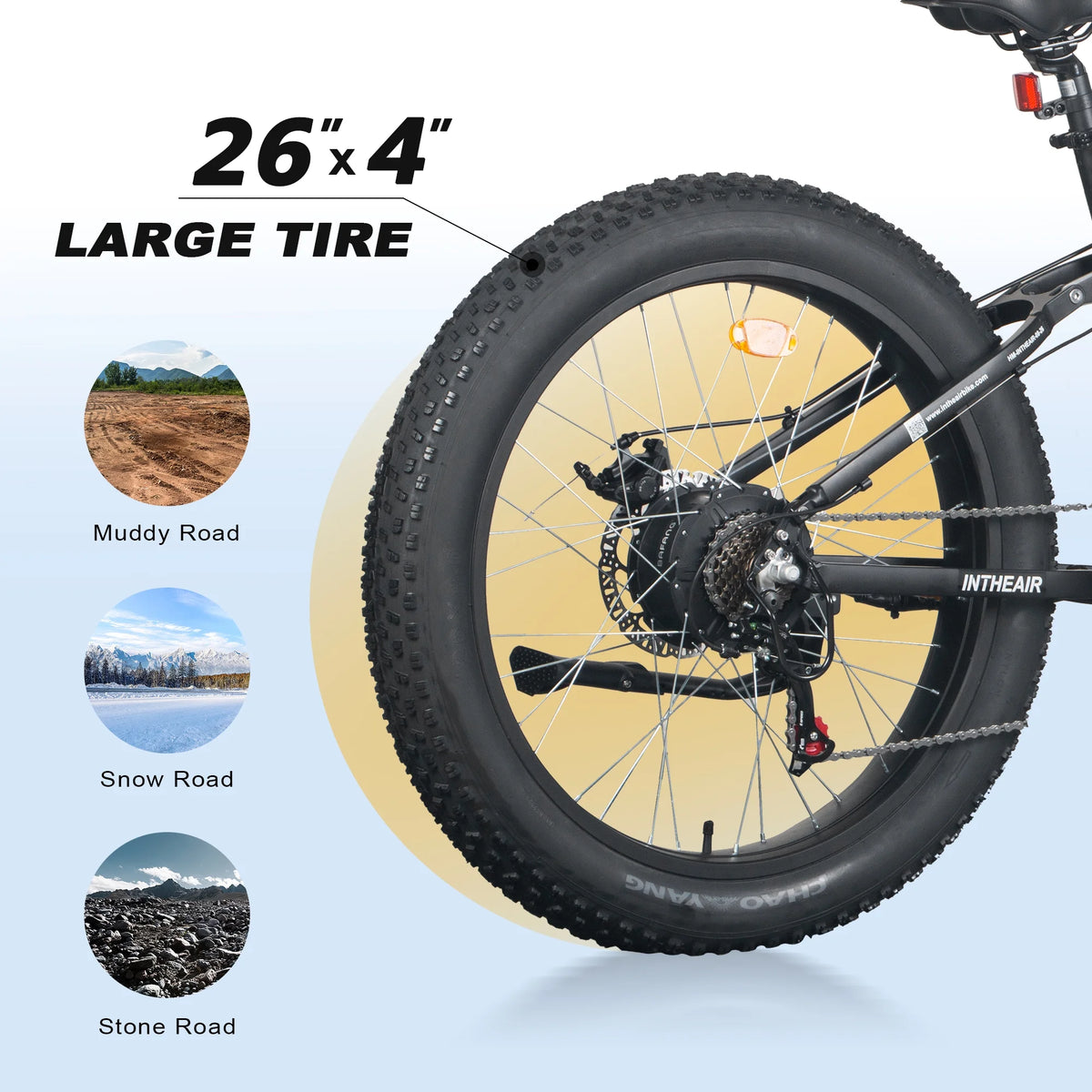 26'' Fat Tire Electric Bike 750W Mid Motor Gray B872