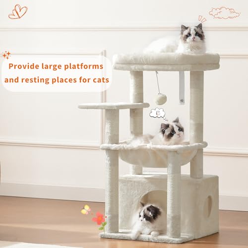 Light Gray Cat Tree with Cat Basket and Scratching Posts R76596