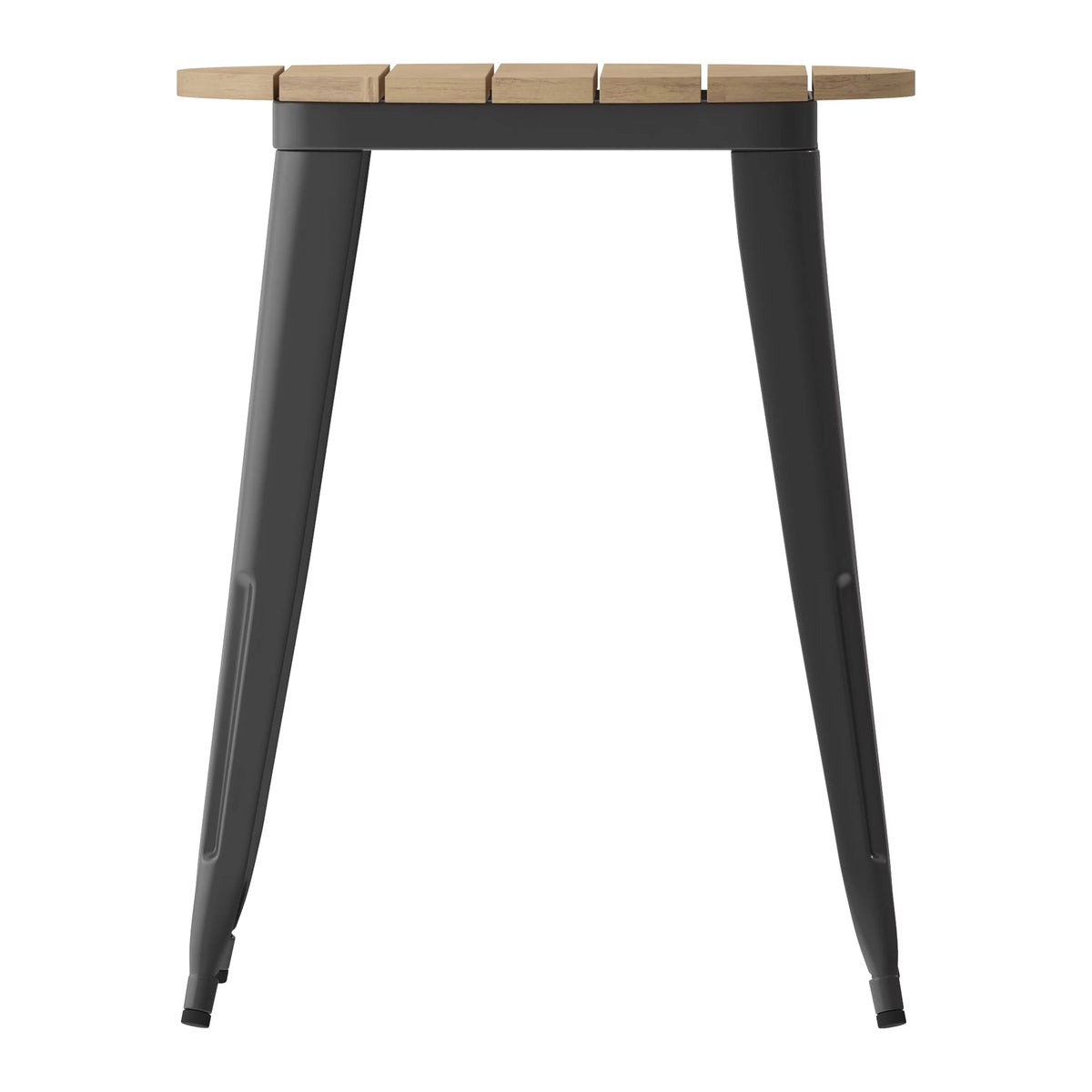 Commercial Grade Indoor/Outdoor Dining Table, Brown Poly Resin Top with Black Steel Base S255