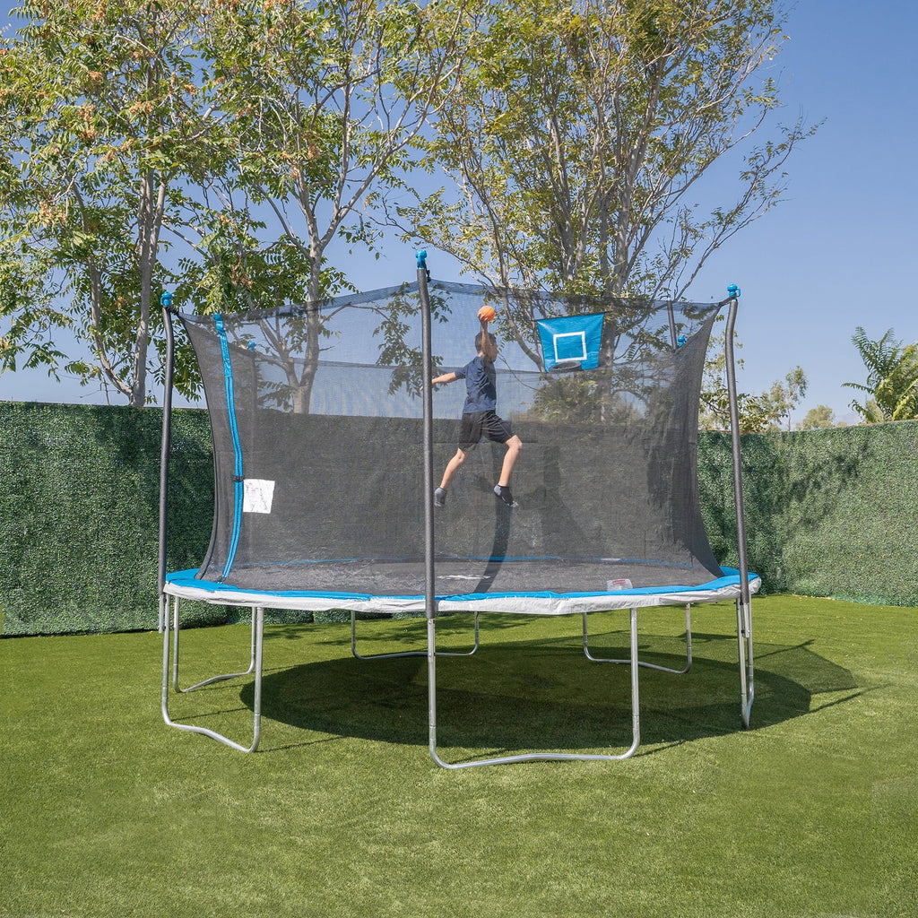 14ft Trampoline and Enclosure with Basketball Hoop J113
