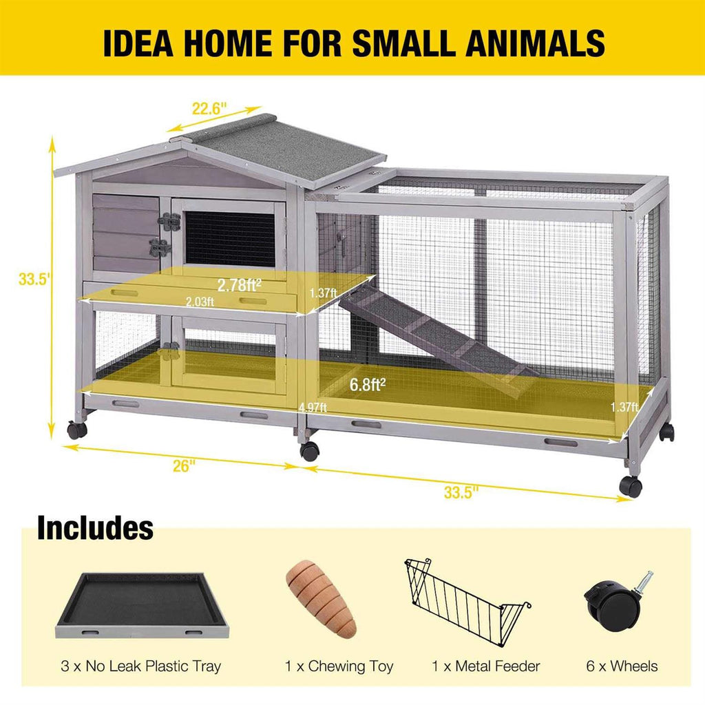 Rabbit Hutch with Casters and 3 Deep Pull Out Tray P1882