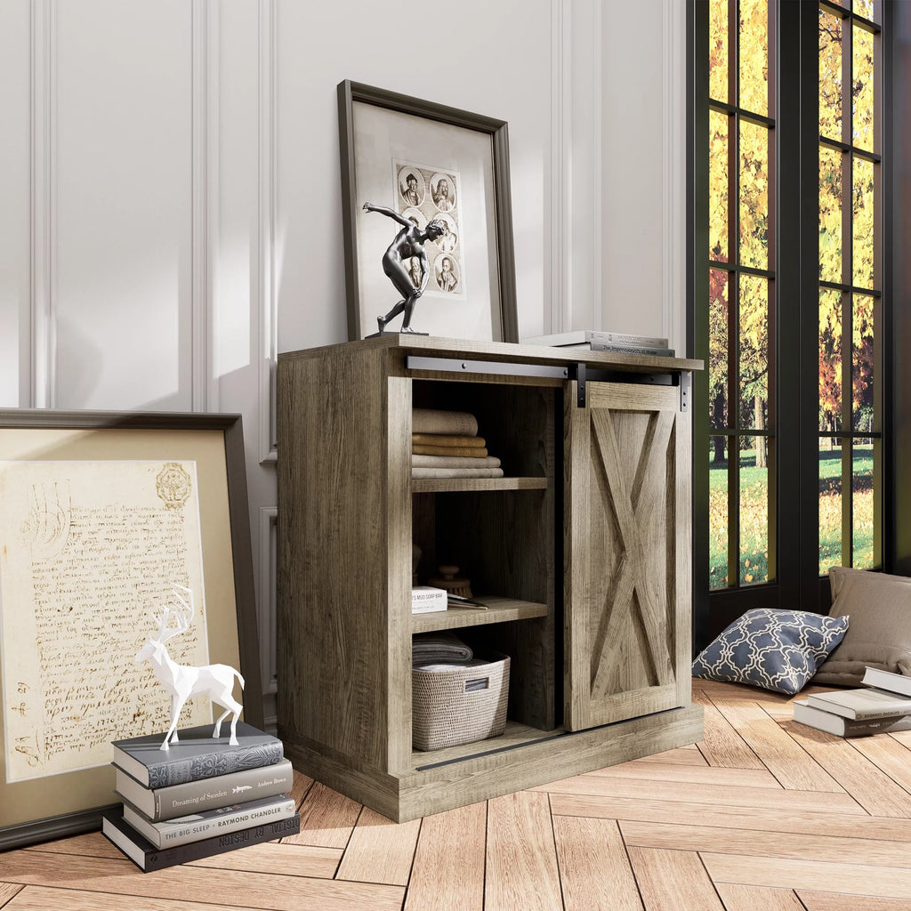 Storage Cabinet with Sliding Slat Door F94670