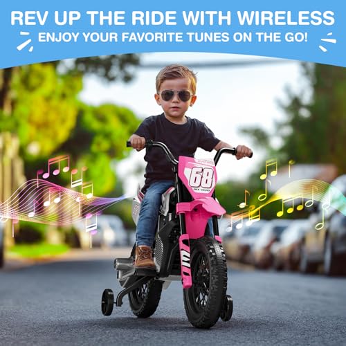 12V Kids Motorcycle with Training Wheels D191678