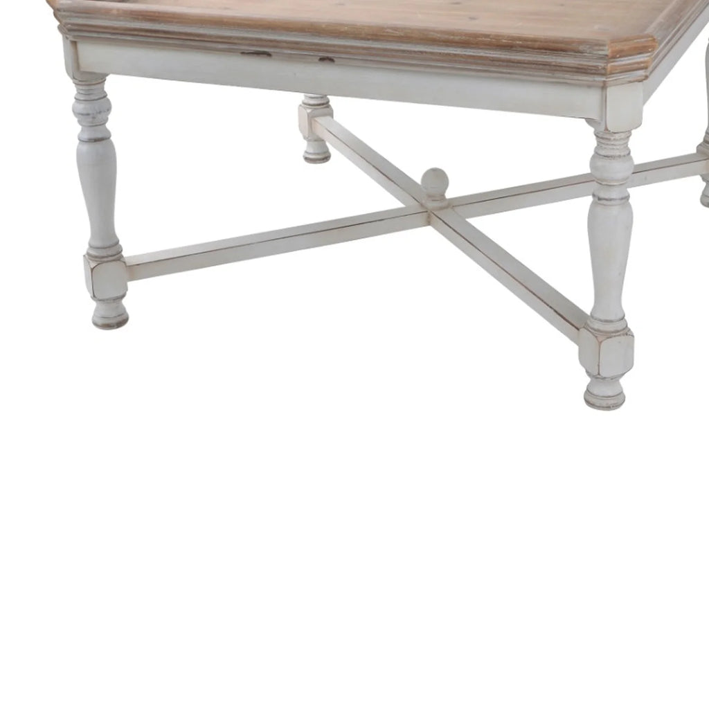 Square Shaped Wooden Coffee Table with Beveled Edges A200