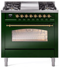 36 Dual Fuel Natural Gas Range Emerald Green Brass Trim M622