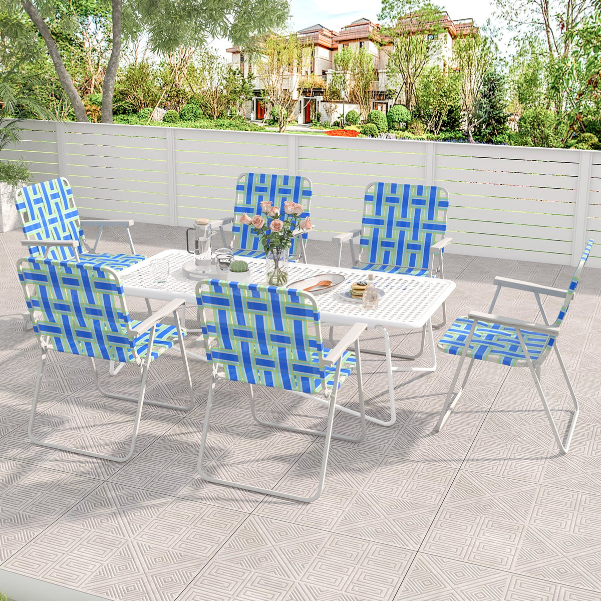 2PCS Lightweight Folding Beach Chair Blue O6454
