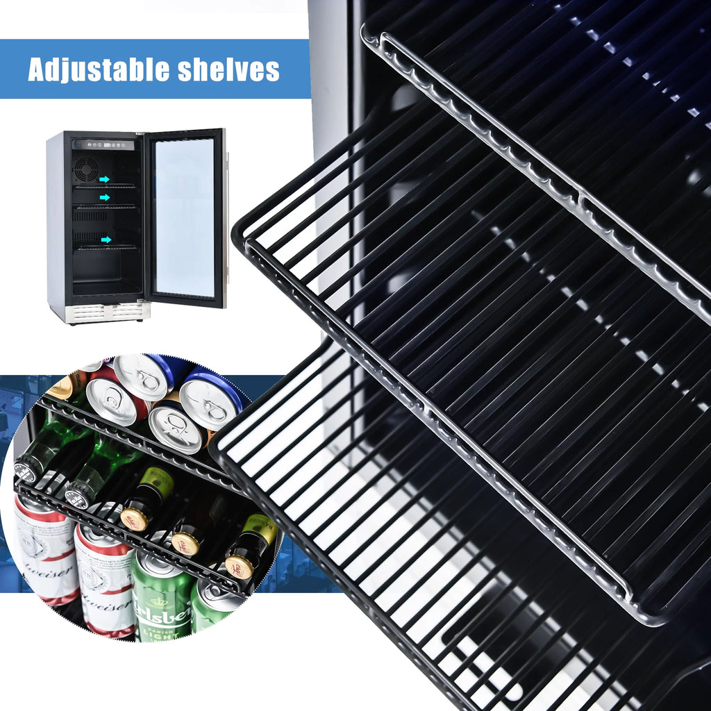 15" Mini Beverage Refrigerator/Wine Cabinet, 120 Cans V77956