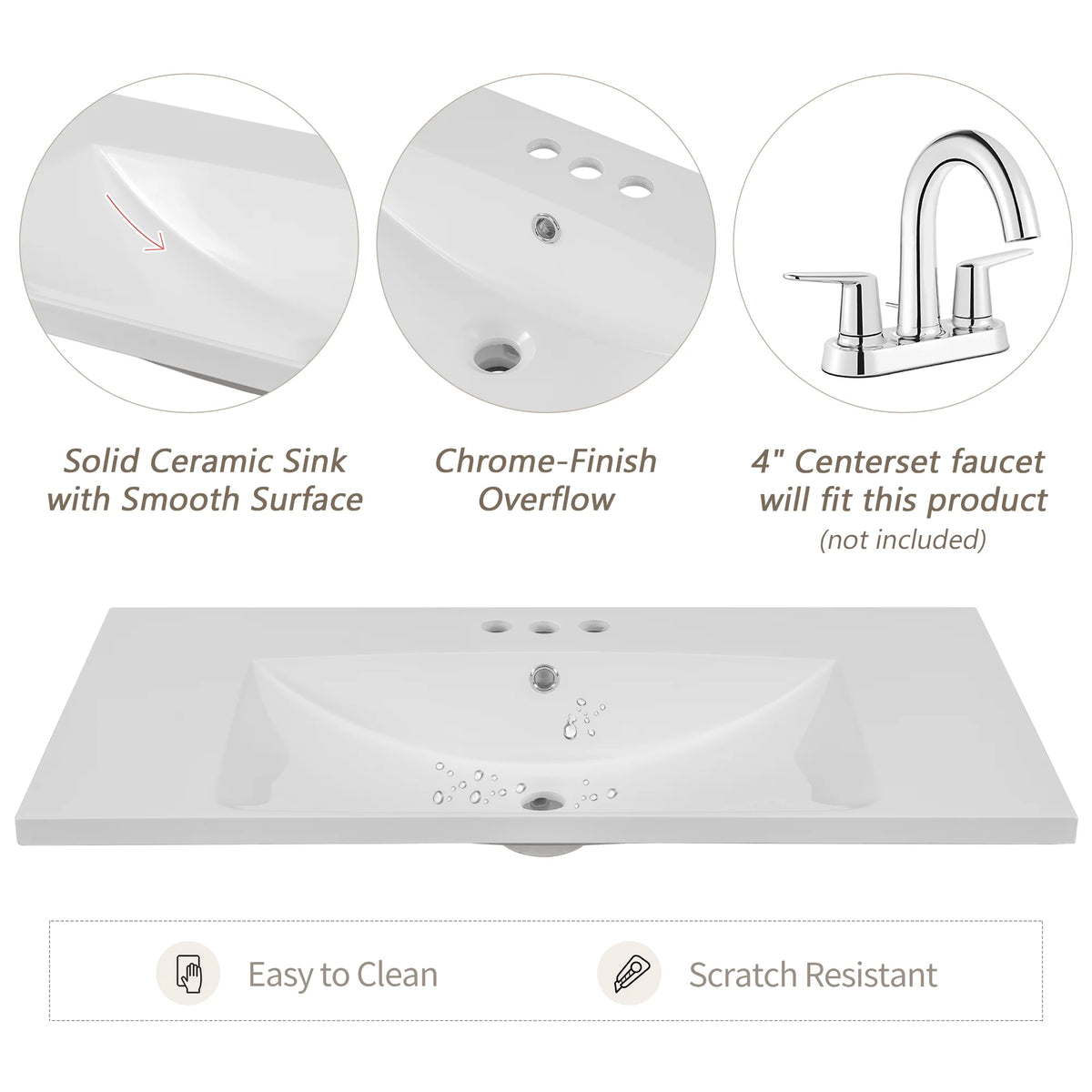 36" Grey Bathroom Vanity with Sink Combo D336