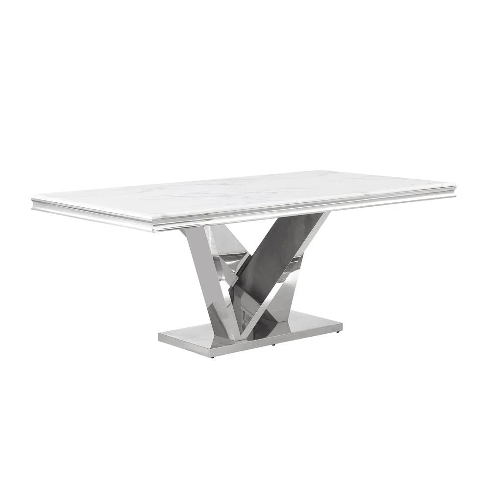 Silver Faux Marble Pedestal Dining Table A122887