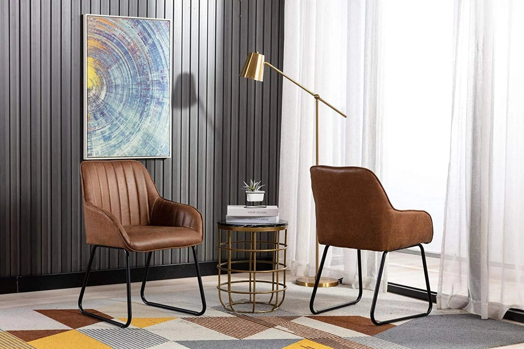 Synthetic Leather Upholstered Dining Chairs Set of 2 E34623