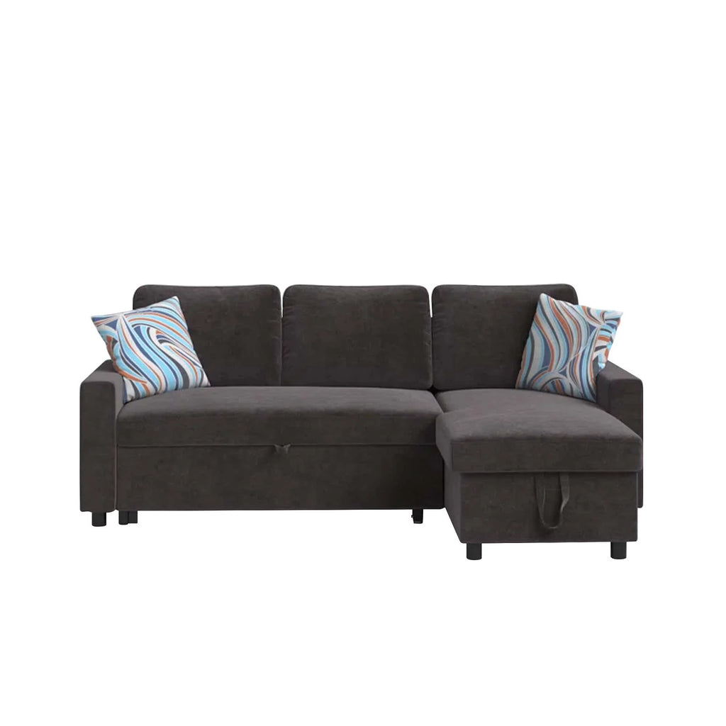 Dark Brown 2 in 1 Sofa Sleeper with Storage Chaise E722862