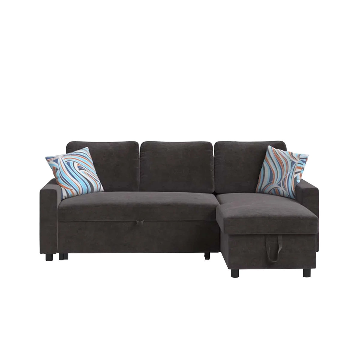 Dark Brown 2 in 1 Sofa Sleeper with Storage Chaise E722862