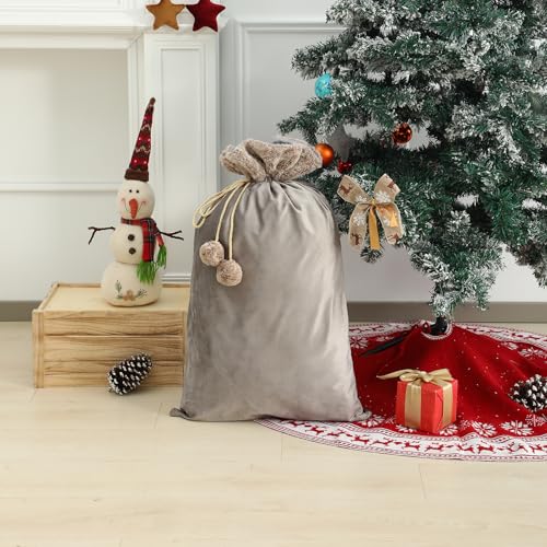 Reusable Drawstring Plush Christmas Gift Bag C838