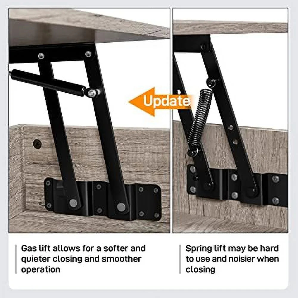 Lift Top Coffee Table with Hidden Compartments and Side Drawer V235