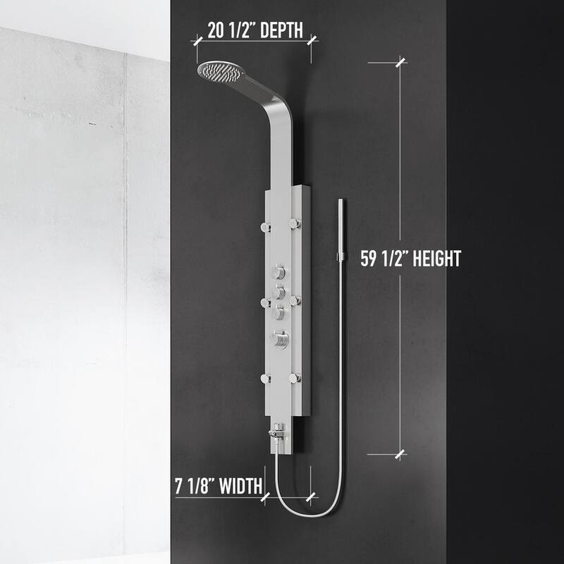 6-Jet Shower Panel System with Rainhead and Hand Shower Wand in Stainless Steel U596