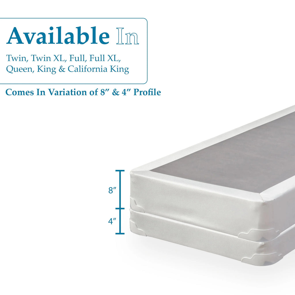 Fully Assembled 4 Split Wood Box Spring, Full, White E4590