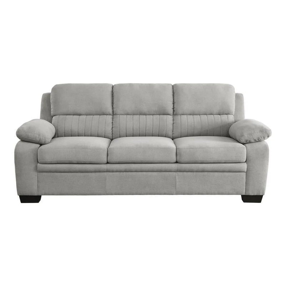 Light Gray Textured Fabric Sofa with Pillow-top Arms C46235