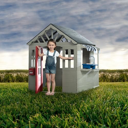 Wooden Cedar Playhouse with Play Sink and Picnic Table R9013