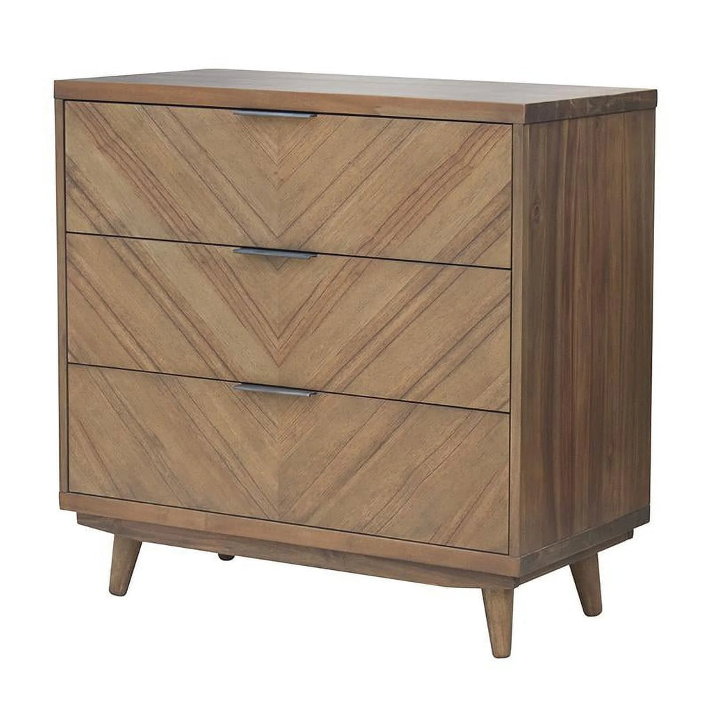 3-drawer Wood Chevron Chest E69881