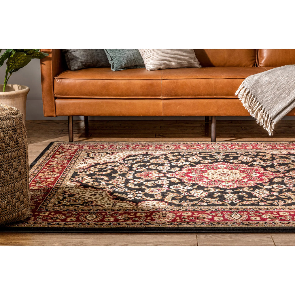Red Green Ivory Light Blue Black Persian Floral Oriental Area Rug U498354