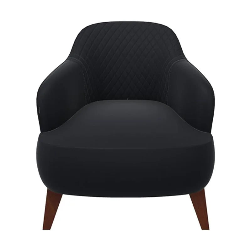 Contemporary Wood & Fabric Armchair in Navy and Walnut A494
