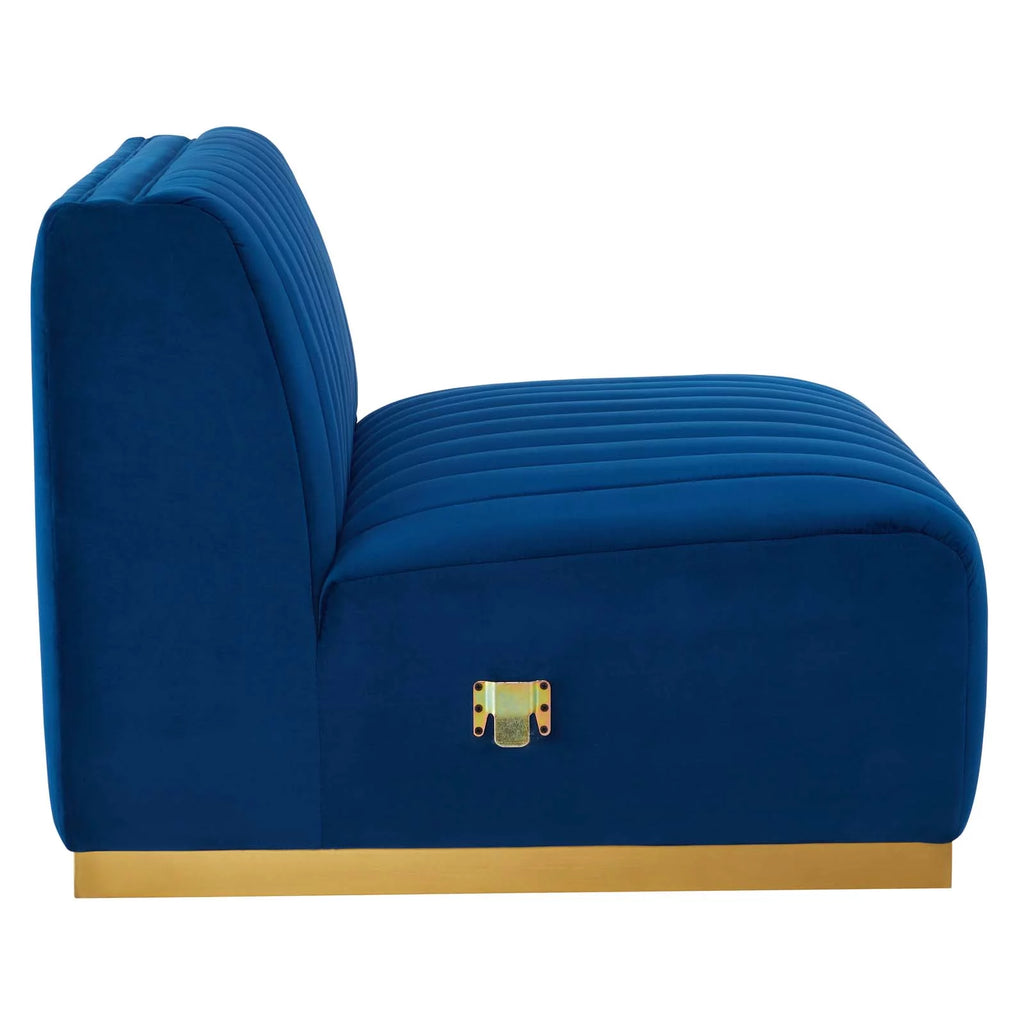 Gold Navy Velvet 4-Piece Sectional L14725