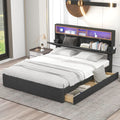 Upholstered Full Platform Bed with Shelf and 2 Drawers T9298