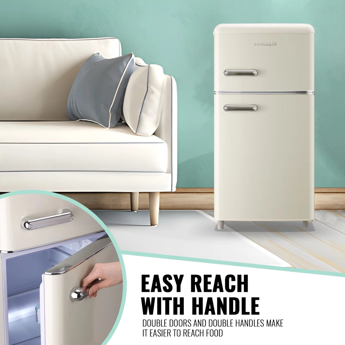 Mini Refrigerator Dual Door Fridge with Handle H456