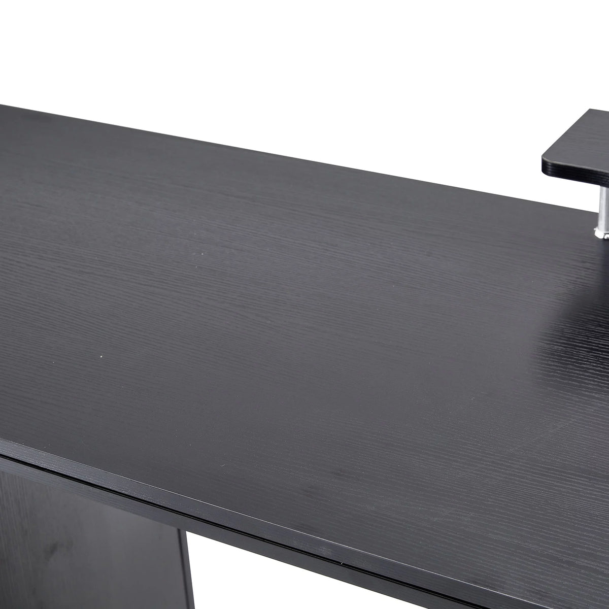 Black Single Solid Wood Computer Desk with Storage Shelves and File Cabinet B8476