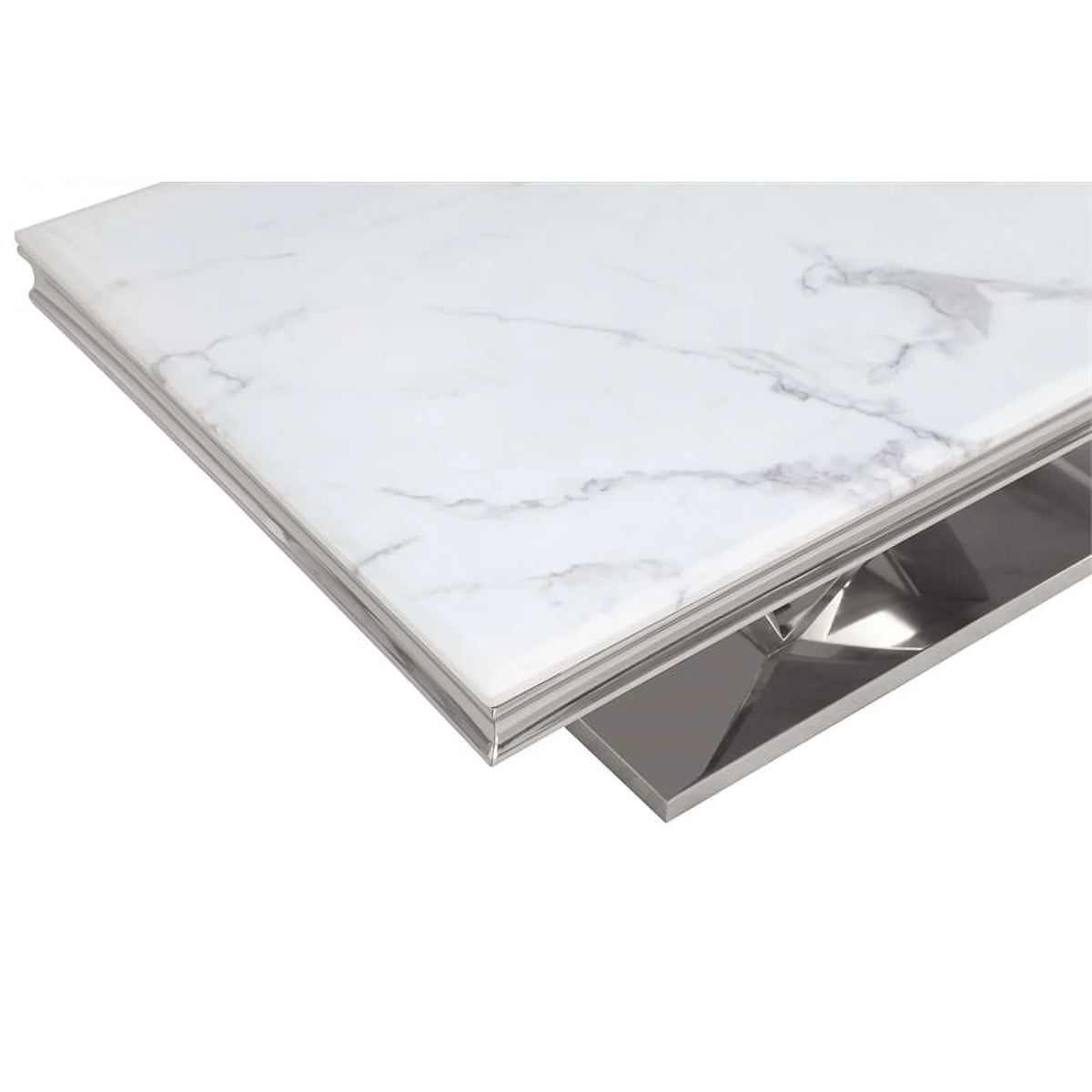 Silver Faux Marble Pedestal Dining Table A122887