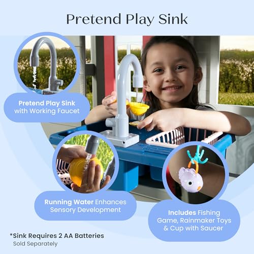 Wooden Cedar Playhouse with Play Sink and Picnic Table R9013