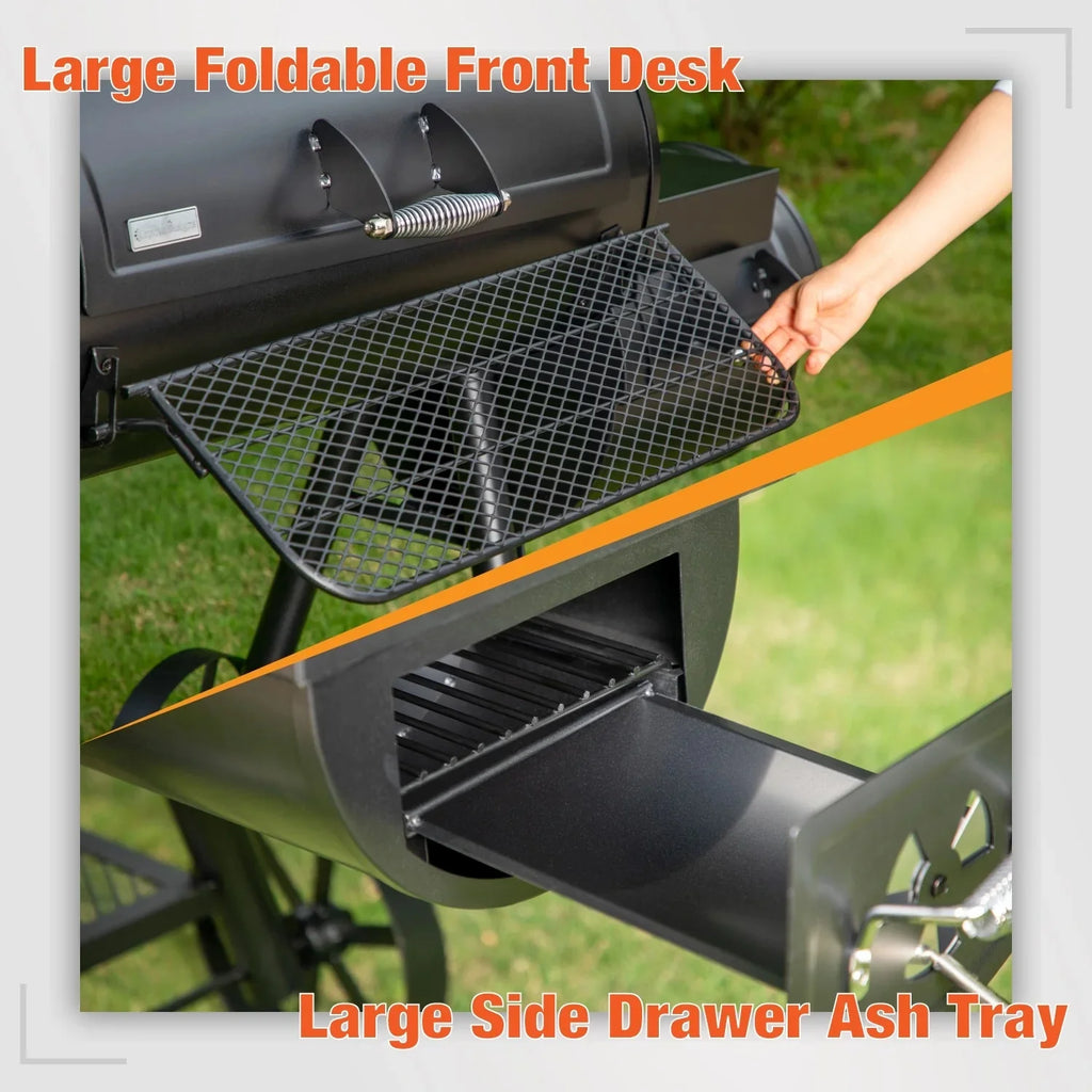Charcoal Grill with Offset Smoker Black T294059