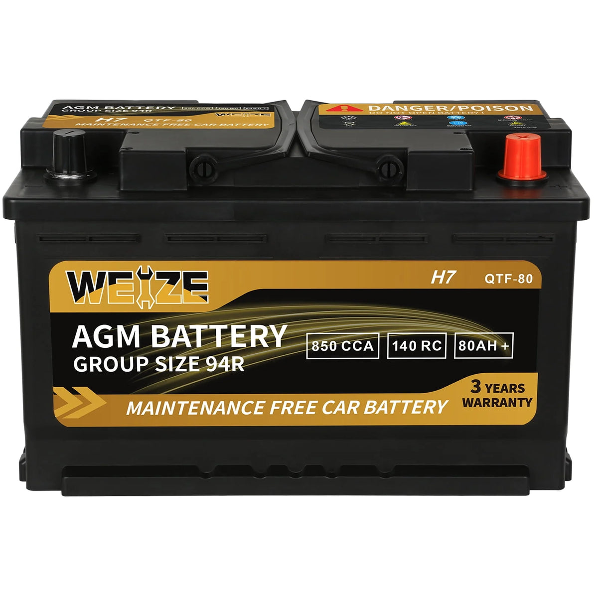 12v 80ah 850CCA Automotive Battery A198077