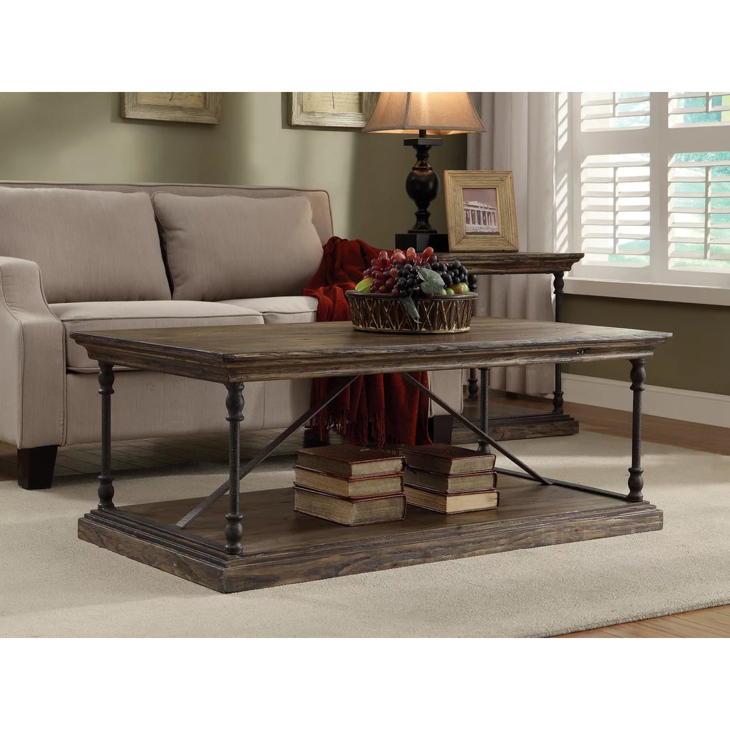 Medium Brown Cocktail Table with Slab Top and Base Q8792