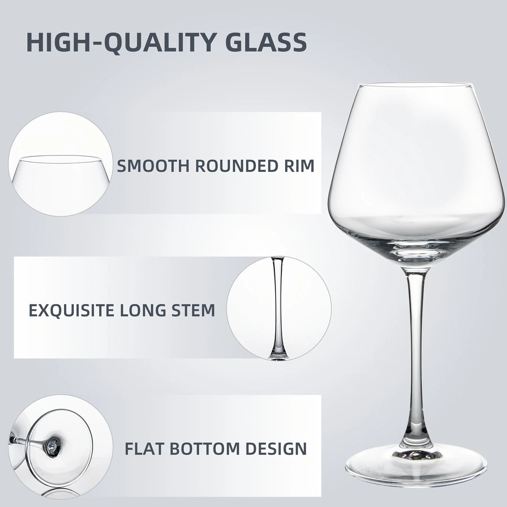 20 Oz Crystal Clear Wine Glasses, Set of 6, Dishwasher Safe I122