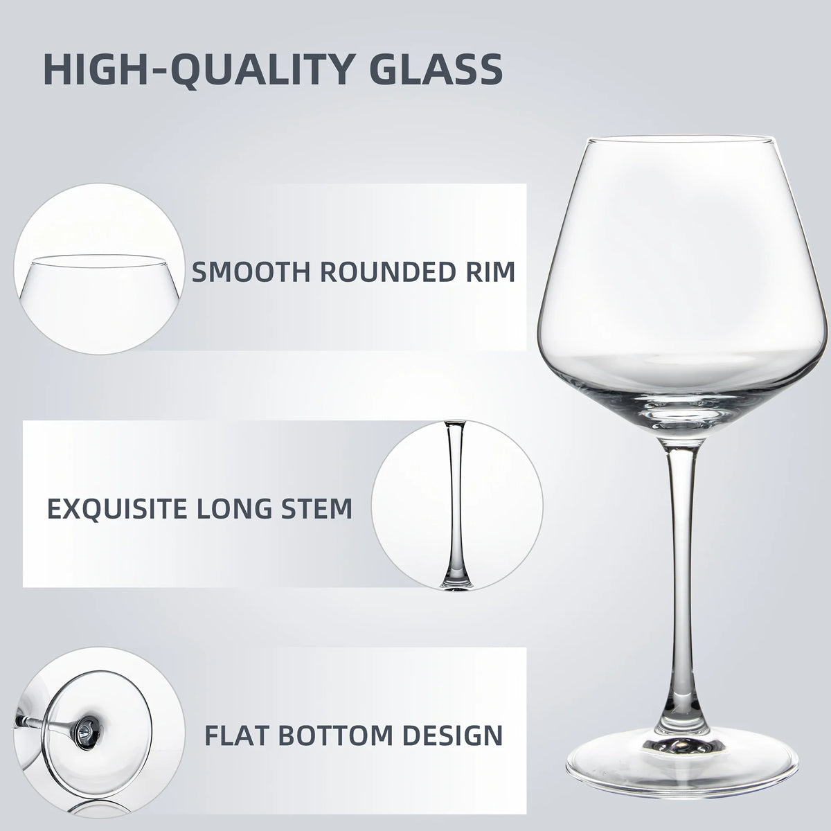 20 Oz Crystal Clear Wine Glasses, Set of 6, Dishwasher Safe I122